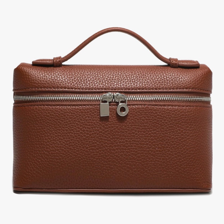 Extra Pocket Mini Pouch In Brown With Silver Hardware